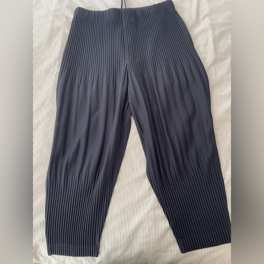 Issey Miyake Homme Plissé Navy Pleated Trousers